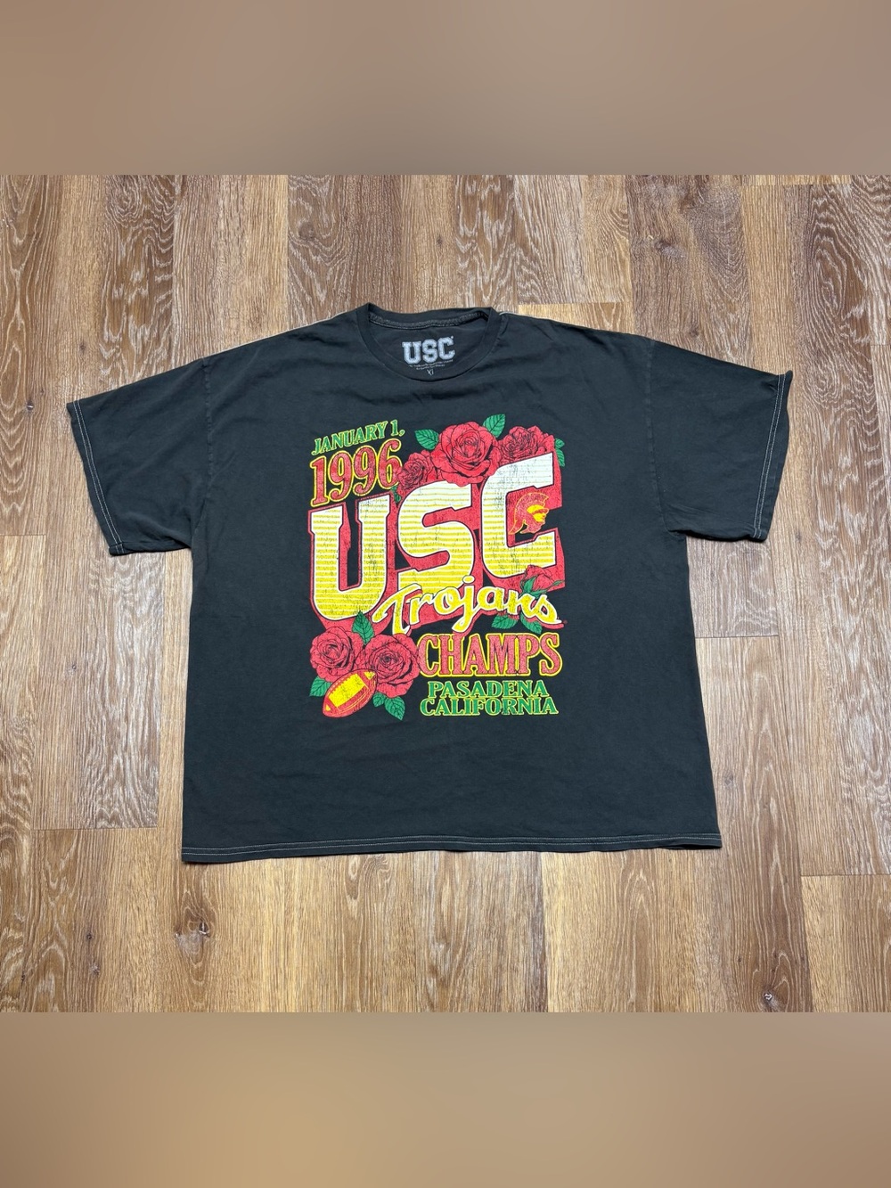 USC Trojans 1996 Champs Graphic Tee - Black with Red & Yellow